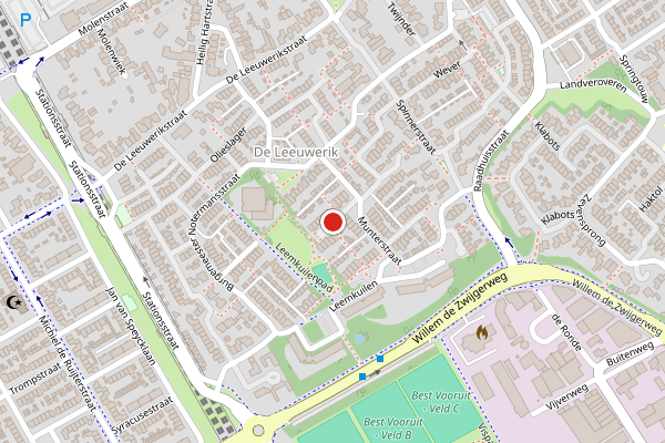 Brandweer-melding op Klompenmaker, Best op 28 juni, kaart-overzicht
