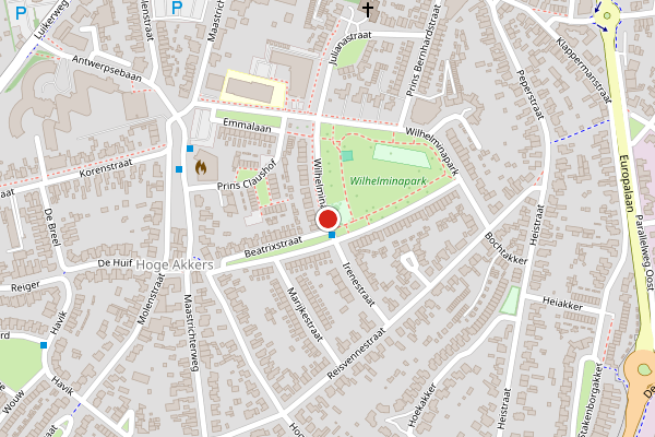 Brandweer-melding op Wilhelminapark, Valkenswaard op 28 juni, kaart-overzicht