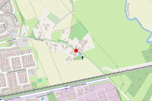 Brandweer-melding op Loostraat, Eindhoven op 28 juni, kaart-overzicht
