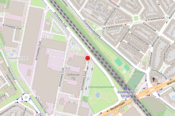 Brandweer-melding op Achtseweg Zuid, Eindhoven op 27 juni, kaart-overzicht