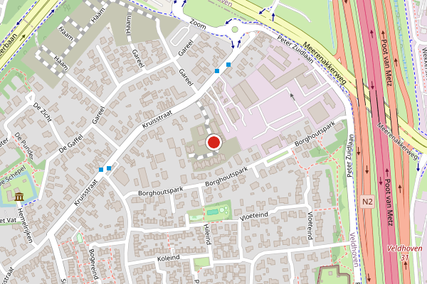 Brandweer-melding op Meester Cuijpersstraat, Veldhoven op 28 juni, kaart-overzicht