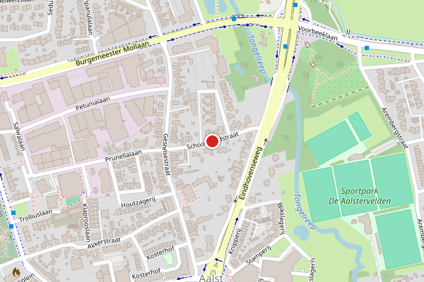 Brandweer-melding op Schoonoordstraat, Waalre op 28 juni, kaart-overzicht