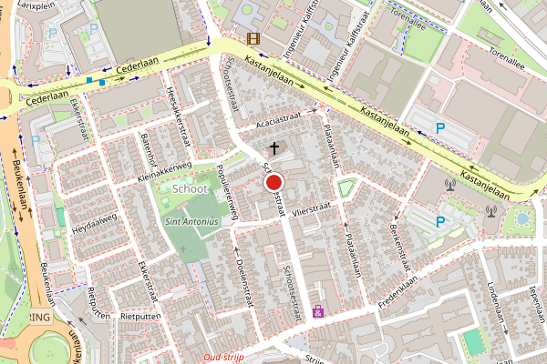 Brandweer-melding op Schootsestraat, Eindhoven op 28 juni, kaart-overzicht
