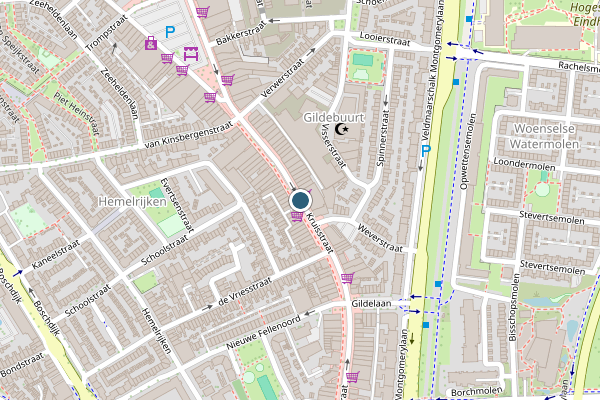 Politie-melding op Kruisstraat, Eindhoven op 29 juni, kaart-overzicht