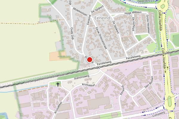 Brandweer-melding op Eeneind, Nuenen op 2 juli, kaart-overzicht