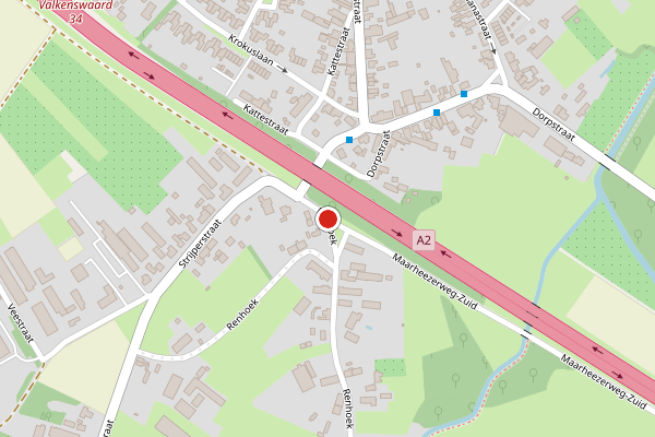 Brandweer-melding op Renhoek, Leende op 2 juli, kaart-overzicht