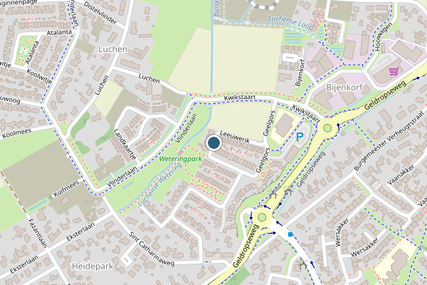 Politie-melding op Leeuwerik, Mierlo op 2 juli, kaart-overzicht