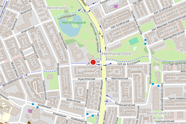 Brandweer-melding op Leliestraat, Helmond op 2 juli, kaart-overzicht