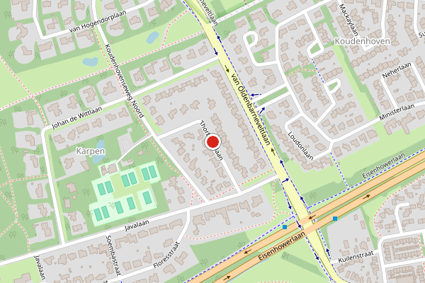 Brandweer-melding op Thorbeckelaan, Eindhoven op 4 juli, kaart-overzicht