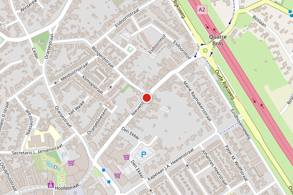 Brandweer-melding op Nieuwstraat, Best op 4 juli, kaart-overzicht