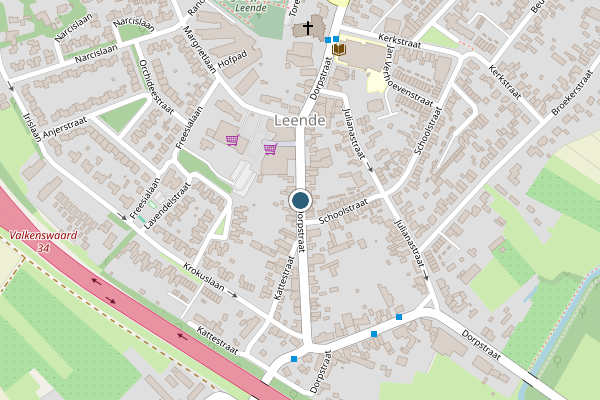 Politie-melding op Dorpstraat, Leende op 6 juli, kaart-overzicht