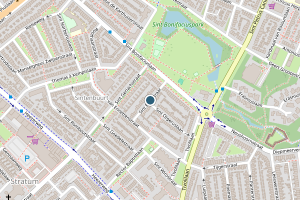 Politie-melding op St Bavostraat, Eindhoven op 12 juli, kaart-overzicht