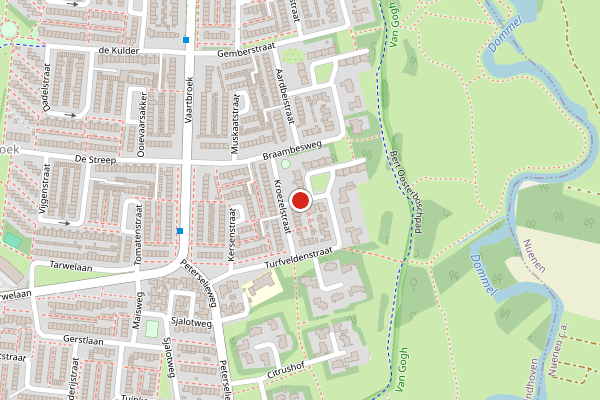 Brandweer-melding op Turfveldenstraat, Eindhoven op 15 juli, kaart-overzicht