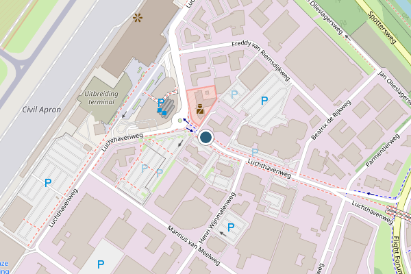 Politie-melding op Luchthavenweg, Eindhoven op 16 juli, kaart-overzicht