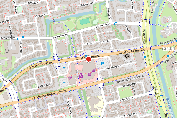 Brandweer-melding op Kastelenplein, Eindhoven op 16 juli, kaart-overzicht