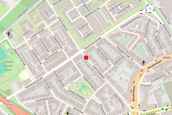 Brandweer-melding op Koenraadlaan, Eindhoven op 16 juli, kaart-overzicht