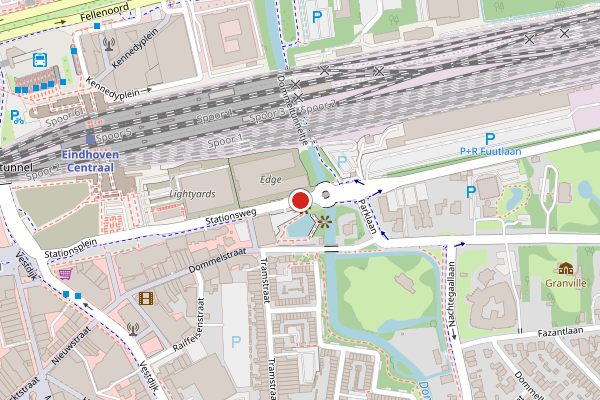 Brandweer-melding op Stationsweg, Eindhoven op 18 juli, kaart-overzicht