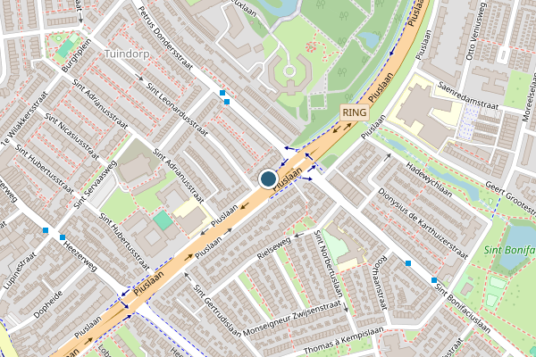 Politie-melding op Piuslaan, Eindhoven op 18 juli, kaart-overzicht