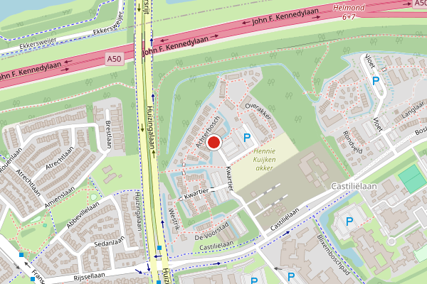 Brandweer-melding op Achterbosch, Eindhoven op 19 juli, kaart-overzicht