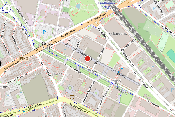 Brandweer-melding op Strijp-S, Eindhoven op 20 juli, kaart-overzicht