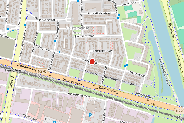 Brandweer-melding op Trompstraat, Helmond op 21 juli, kaart-overzicht