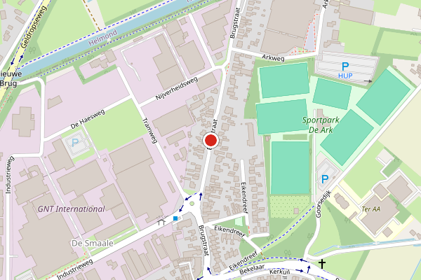 Brandweer-melding op Brugstraat, Mierlo op 22 juli, kaart-overzicht