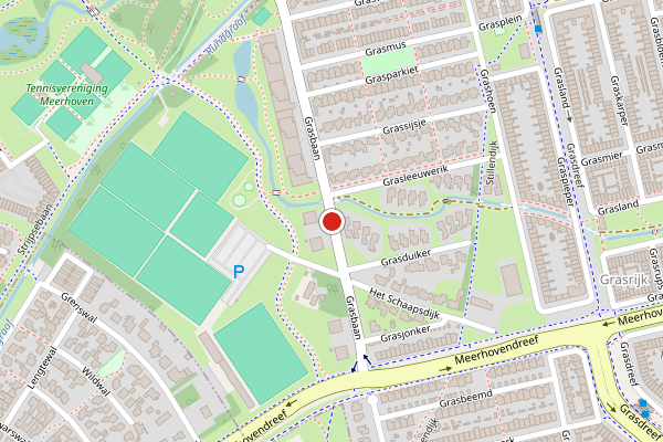 Brandweer-melding op Grasbaan, Eindhoven op 23 juli, kaart-overzicht