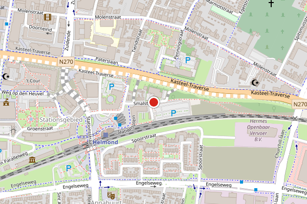 Brandweer-melding op Smalstraat, Helmond op 23 juli, kaart-overzicht