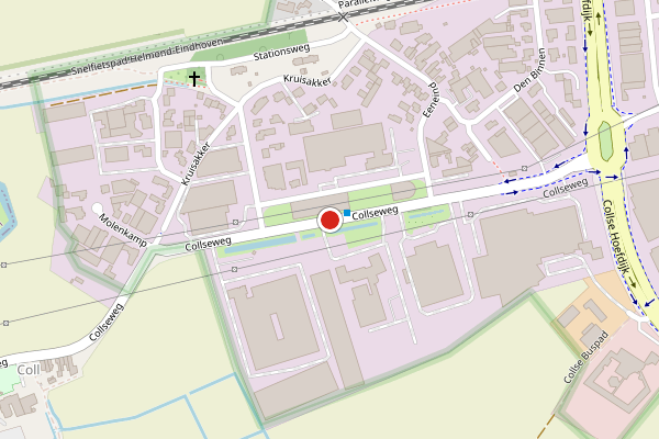 Brandweer-melding op Collseweg, Nuenen op 24 juli, kaart-overzicht