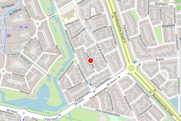 Brandweer-melding op Kolkbeemden, Helmond op 24 juli, kaart-overzicht