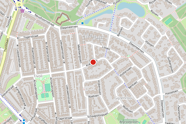 Brandweer-melding op Kraanven, Eindhoven op 25 juli, kaart-overzicht