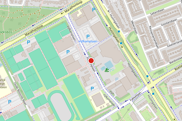 Brandweer-melding op Vijfkamplaan, Eindhoven op 28 juli, kaart-overzicht