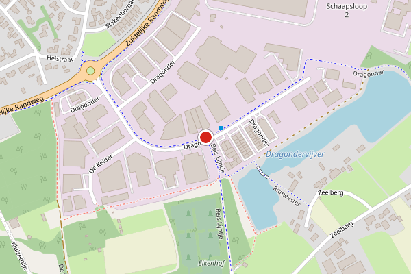Brandweer-melding op Dragonder, Valkenswaard op 28 juli, kaart-overzicht