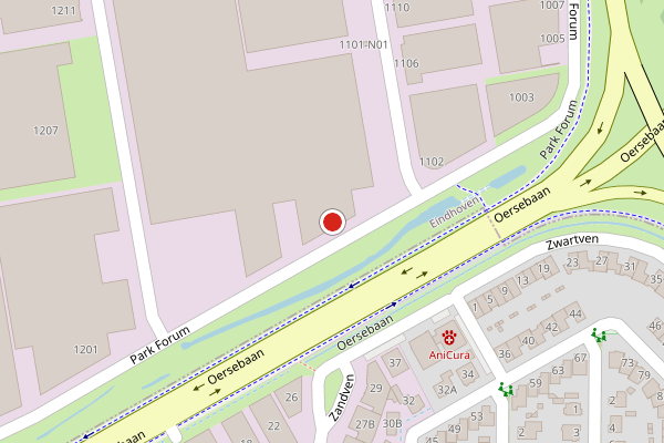 Brandweer-melding op Park Forum, Eindhoven op 30 juli, kaart-overzicht