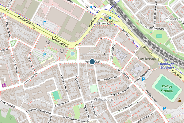 Politie-melding op Frederiklaan, Eindhoven op 1 augustus, kaart-overzicht