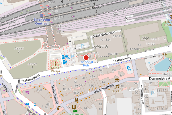 Brandweer-melding op Stationsweg, Eindhoven op 1 augustus, kaart-overzicht