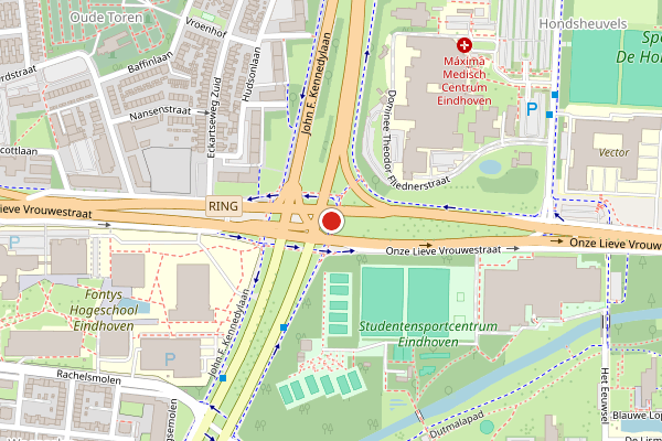 Brandweer-melding op Onze Lieve Vrouwestraat, Eindhoven op 1 augustus, kaart-overzicht