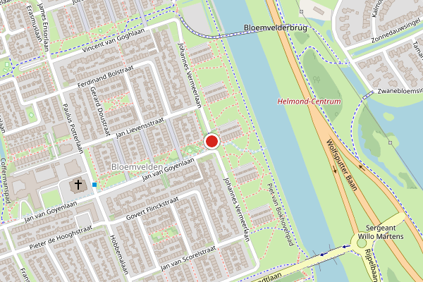 Brandweer-melding op Johannes Vermeerlaan, Helmond op 2 augustus, kaart-overzicht