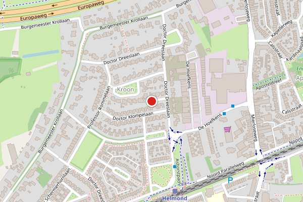 Brandweer-melding op Dr. Dreeslaan, Helmond op 5 augustus, kaart-overzicht