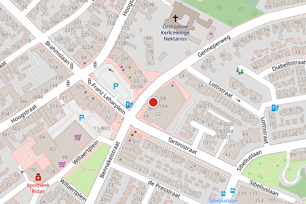 Brandweer-melding op Franz Leharplein, Eindhoven op 5 augustus, kaart-overzicht