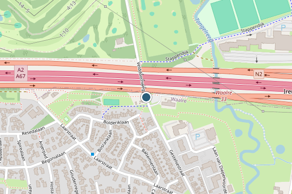 Politie-melding op Gestelsestraat, Waalre op 28 mei, kaart-overzicht