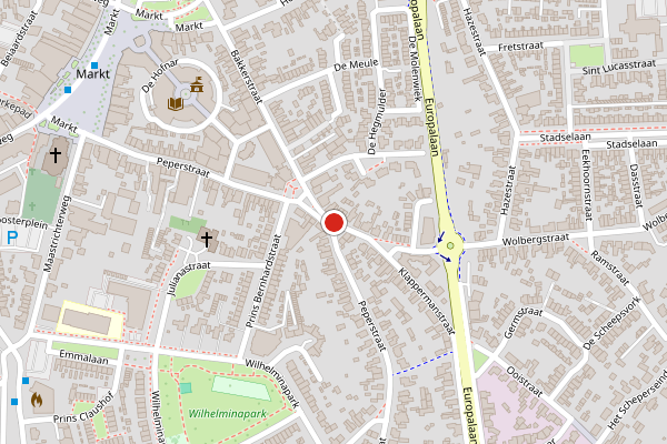 Brandweer-melding op Bakkerstraat, Valkenswaard op 5 juni, kaart-overzicht