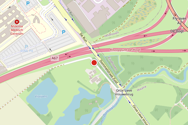 Brandweer-melding op Dommelstraat-Zuid, Veldhoven op 9 juni, kaart-overzicht