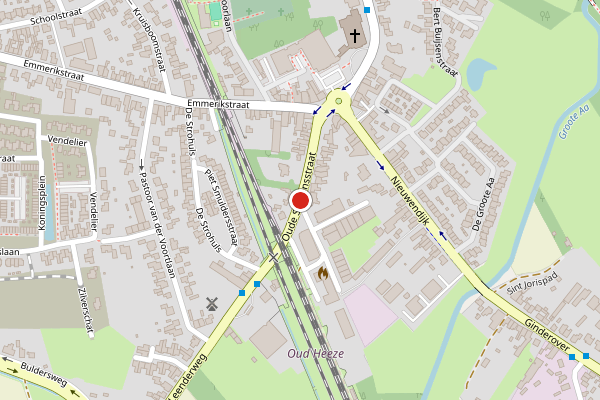 Brandweer-melding op Oude Stationsstraat, Heeze op 9 juni, kaart-overzicht