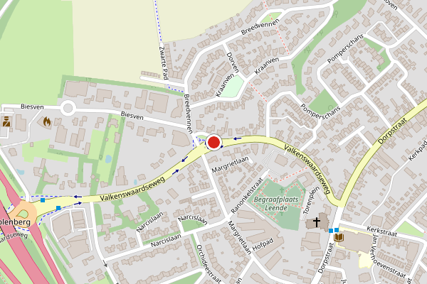 Brandweer-melding op Valkenswaardseweg, Leende op 11 juni, kaart-overzicht