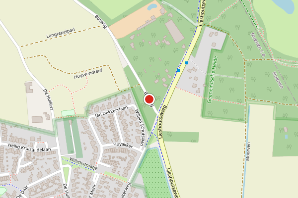 Brandweer-melding op Bosweg, Nuenen op 16 juni, kaart-overzicht