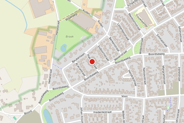 Brandweer-melding op Plataanstraat, Nuenen op 19 juni, kaart-overzicht