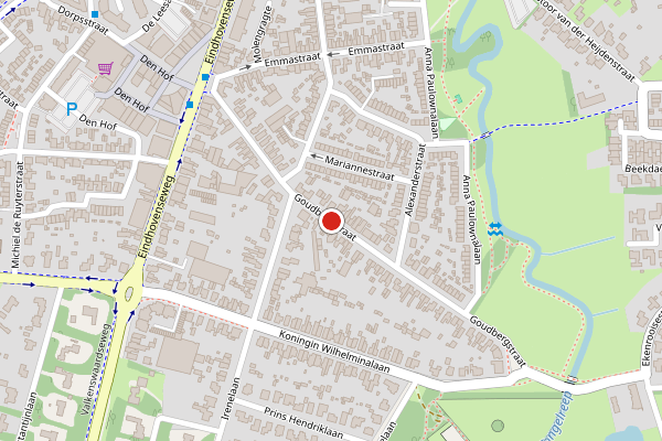 Brandweer-melding op Goudbergstraat, Waalre op 20 juni, kaart-overzicht