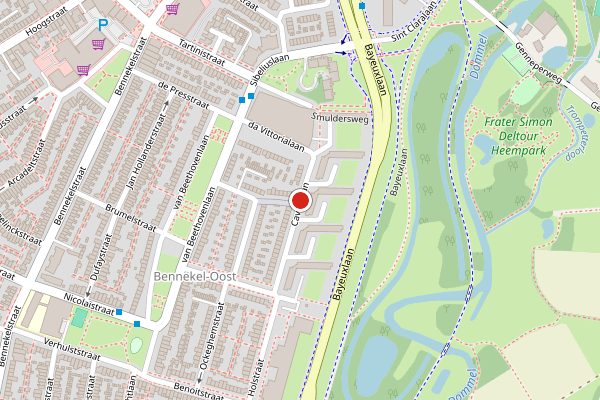 Brandweer-melding op Cavallilaan, Eindhoven op 21 juni, kaart-overzicht