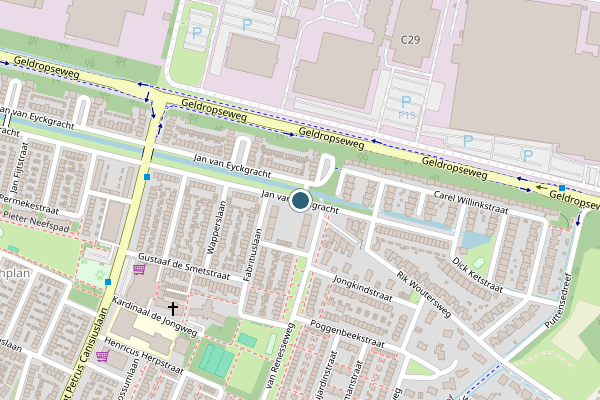 Politie-melding op Jan van Eyckgracht, Eindhoven op 23 juni, kaart-overzicht